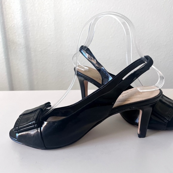 Kate Spade Gracie Black Patent Leather Bow Sling Back Heels Size 7 - Picture 5 of 10